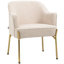 White Fabric Modern Armchair with Metal Legs