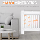 White Vertical Slatted Radiator Cover Cabinet - 78L x 19W x 81H