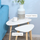 White Nesting Coffee Table Set, 2 Side Tables with Solid Wood Legs