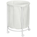 Rolling Laundry Basket on Wheels, 100L Cream White Hamper with Removable Bag