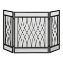 Black Metal Mesh Fireplace Screen - 3-Panel, 126 x 3 x 80 cm