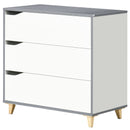 White 3-Drawer Storage Cabinet with Pine Wood Legs