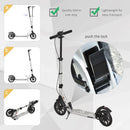 Silver Folding Kick Scooter with Shock Absorption for Teens and Adults