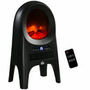 Black Ceramic Electric Space Heater with Realistic Flame Effect