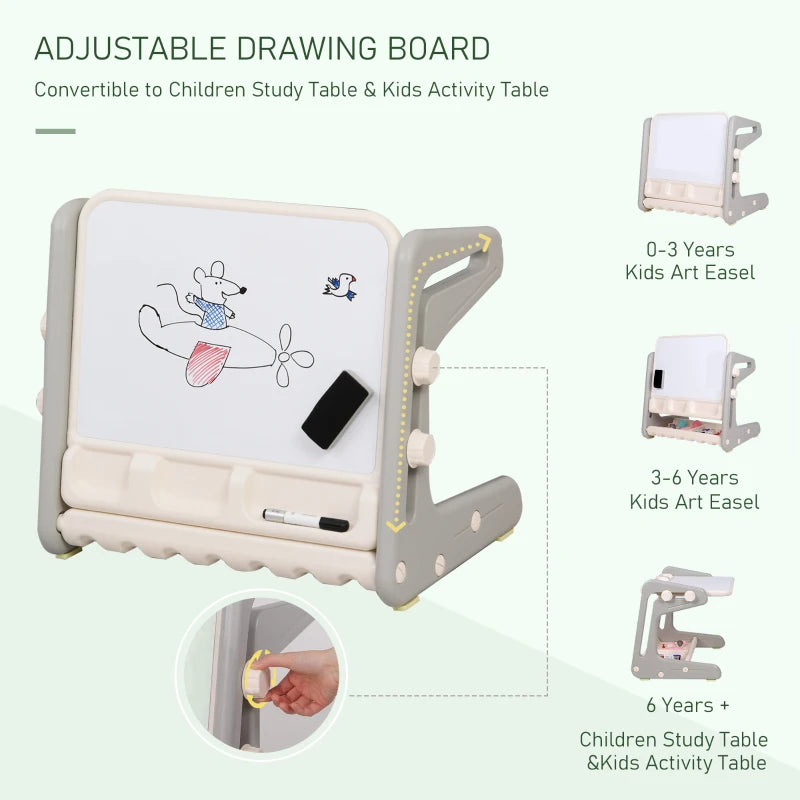 Blue Kids 2-in-1 Whiteboard Table & Chair Set