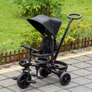 Black 4-in-1 Kids Trike with Adjustable Seat & Canopy