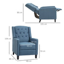 Deep Blue Wingback Recliner Chair with Leg Rest
