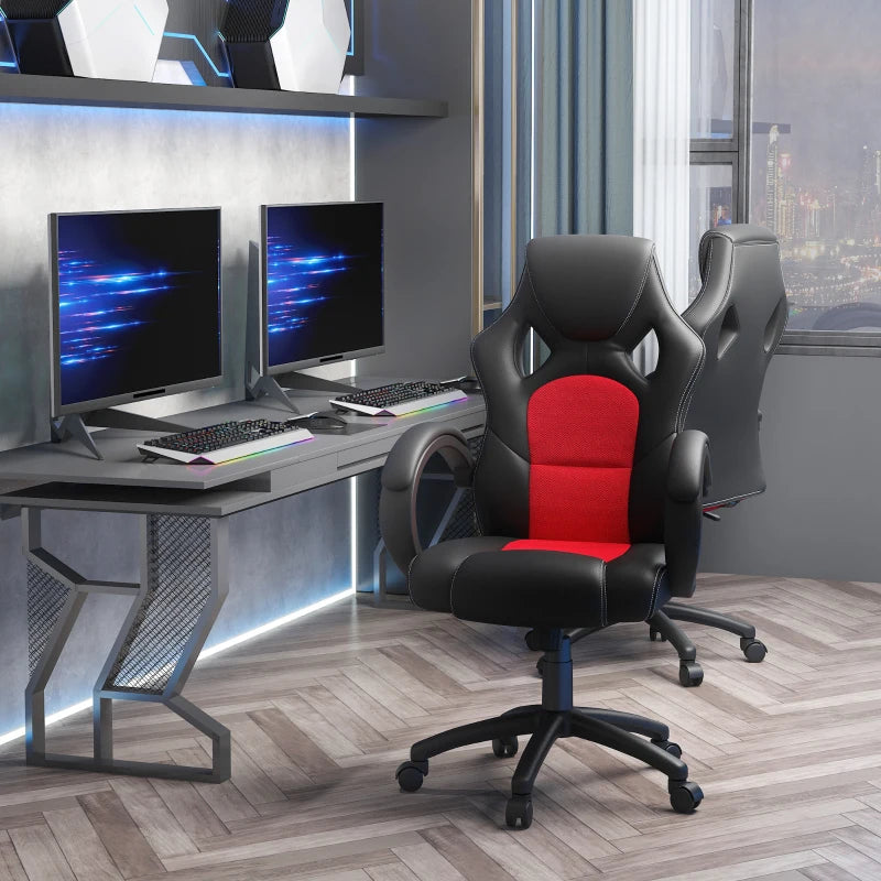 Black High-Back Faux Leather Office Chair with Wheels