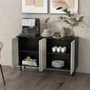 Black Kitchen Storage Cabinet with Adjustable Shelves and 4 Doors