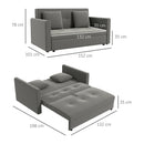 Light Grey 2 Seater Convertible Sofa Bed with Hidden Storage