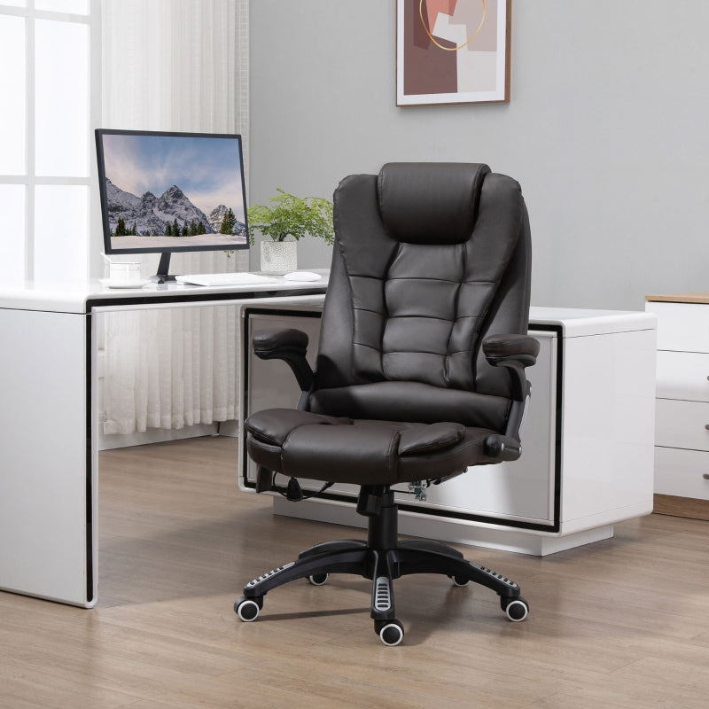 Brown High Back Massage Office Chair with Heat