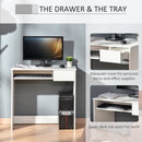 White Compact Computer Desk with Keyboard Tray - Study Office Desk