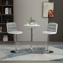 Adjustable Swivel Bar Stools Set of 2, Fabric and Faux Leather, Light Grey