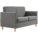 Grey Modern 2 Seater Loveseat Sofa with Wood Legs and Armrests