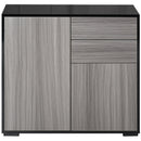 Modern 2-Drawer Side Cabinet in Light Grey and Black