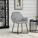 Grey Modern Upholstered Arm Chair with Metal Base for Living Room