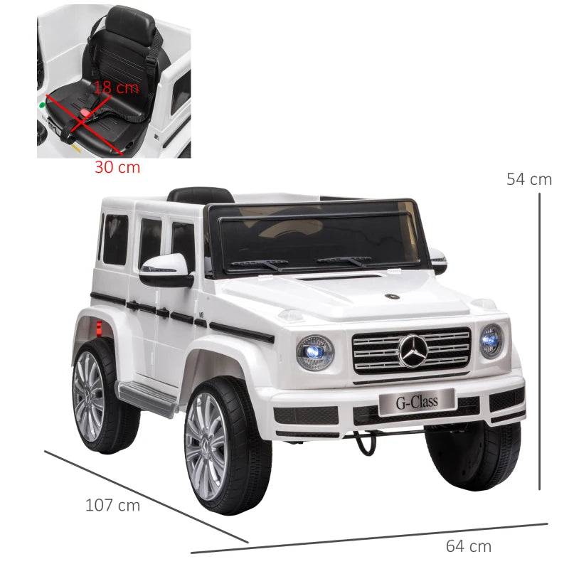White 12V Kids Electric Ride-On Car with Remote Control and Music