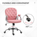 Vinsetto Pink Ergonomic Office Chair with Swivel Base & Castor Wheels