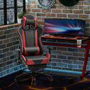 Red Black High-Back Gaming Chair with Footrest