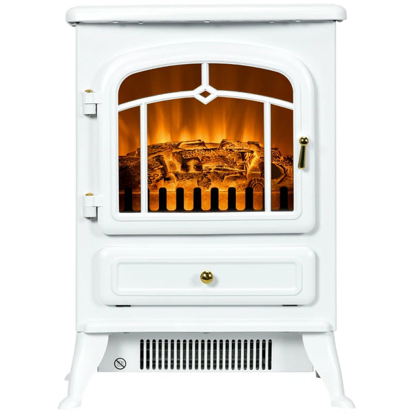 White Electric Stove Fireplace, Flame Effect, 950/1850W