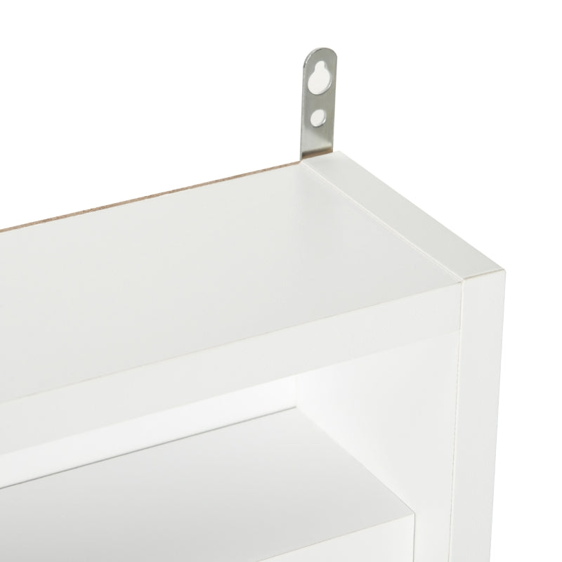White 5-Tier Wall Display Shelf with Glass Doors - Adjustable Shelves - 60x80cm