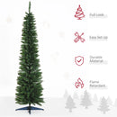 7ft Green Pencil Slim Artificial Christmas Tree with Realistic Branches