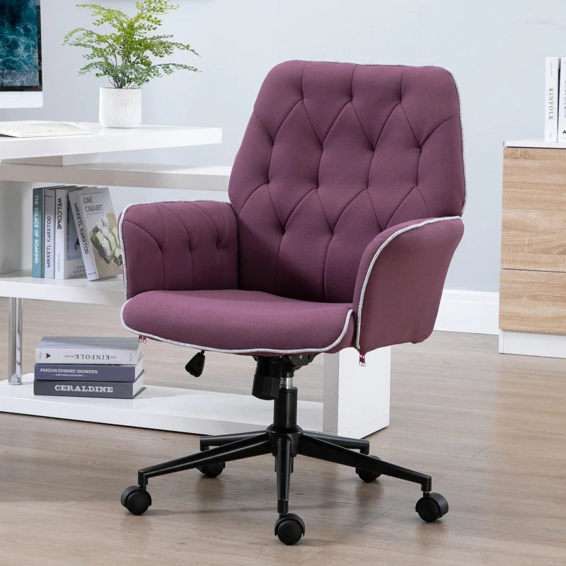 Purple Spandex Office Chair with Adjustable Height and Armrest