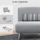 Grey Single Sofa Bed with Pillow - Foldable 1 Person Sleeper Lounge