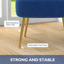 Dark Blue Upholstered Wingback Chairs with Gold Tone Steel Legs, Set of 2