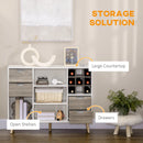 Grey Kitchen Buffet Sideboard with Wine Rack and Drawers