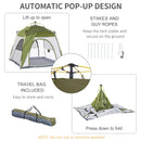 Green 4-Person Automatic Pop-Up Camping Tent