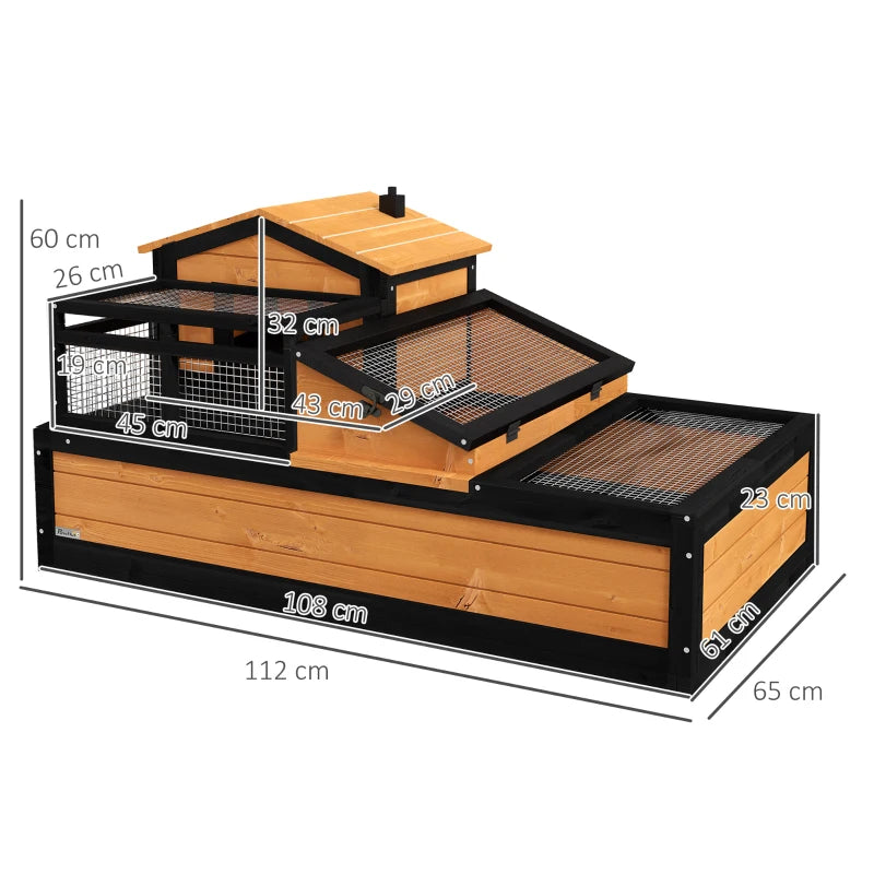 Yellow Wooden Tortoise House with Balcony and Roof