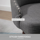 Dark Grey Nailhead Bar Stools Set of 2 with Rubber Wood Legs