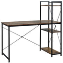 Rustic Brown and Black Reversible Computer Desk with Storage Shelves