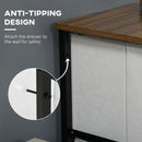 Grey Fabric 8-Drawer Industrial Dresser with Steel Frame and Wooden Top