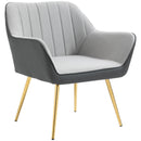 Light Grey Velvet Accent Chair with Golden Steel Legs