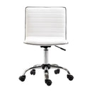 White Mid-Back Swivel Office Chair with Armless Design