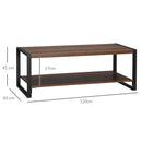 Brown Industrial Coffee Table with Shelf and Steel Frame, 120x60x45cm