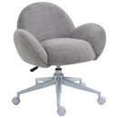 Grey Fluffy Rolling Desk Chair for Home Office or Bedroom