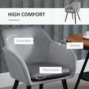 Grey Velvet Upholstered Dining Chairs Set of 2 with Backrest and Armrests