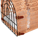 Orange Wicker Cat Carrier Basket with Soft Cushion - 37 x 28 x 29 cm