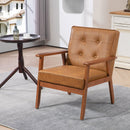Brown Retro-Style Accent Chair with Faux Leather Seat