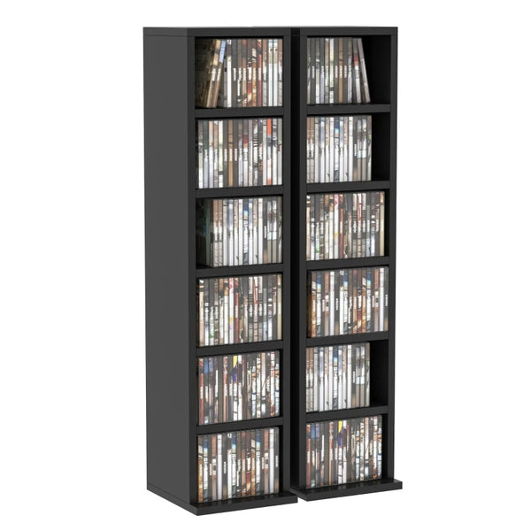 Black Adjustable CD Media Display Shelf Set of 2