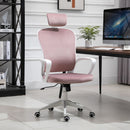 Velvet Pink Ergonomic High Back Office Chair with Adjustable Headrest