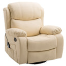 Beige PU Leather Massage Recliner with Swivel Base and Footrest