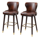 Brown PU Leather Counter-Height Bar Stools Set of 2