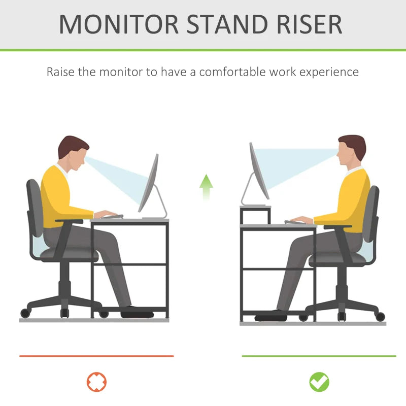 Bamboo Monitor Riser Stand with Drawer - Natural Wood Desk Organizer