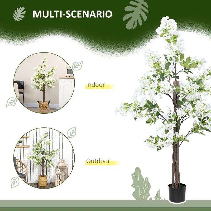 White Artificial Honeysuckle Flower in Pot Set of 2 - Indoor Outdoor Fake Plants 15x15x150cm