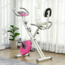 White Folding Magnetic Exercise Bike with Backrest and Tablet Holder