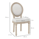 French Style Wooden Dining Chairs - Cream White Set of 2